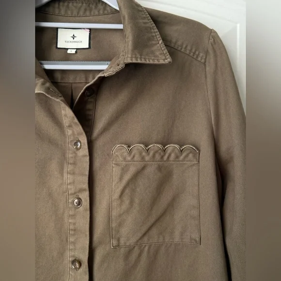 Tuckernuck Callahan Shirt Dress Sea Green Chino Cotton Button Front Size L - Picture 4 of 15